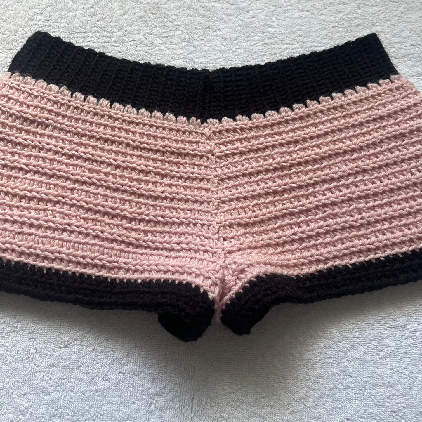 Crochet Mini Shorts Pink & Black w/ Bows | Beach Outfit Mini Shorts | Summer Shorts | Y2K Mini Shorts | Low Waisted | Pajama Bottoms Set