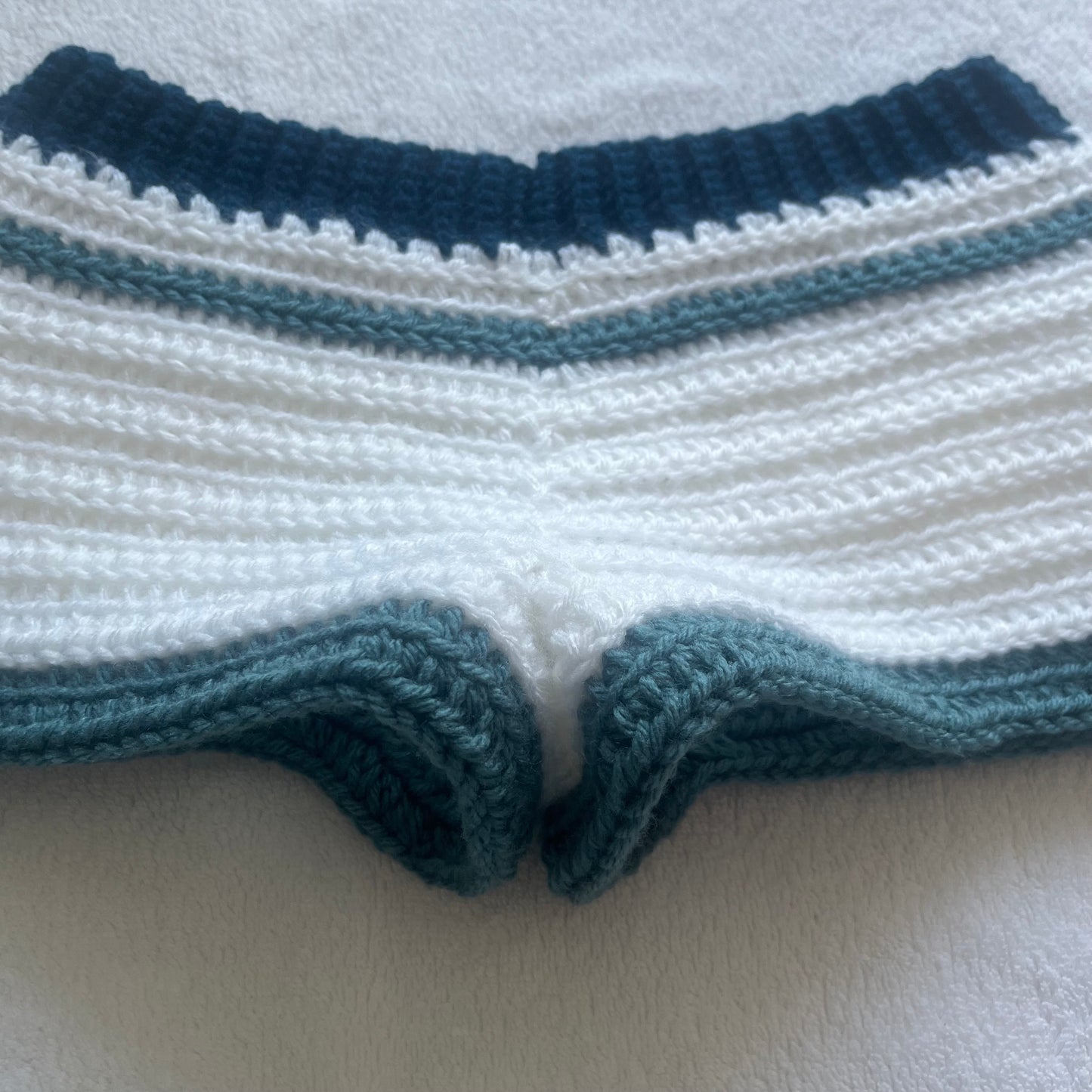 Crochet Mini Shorts Blue & White | Beach Outfit Mini Shorts | Summer Shorts | Y2K Mini Shorts | Hip Hugging Low Waisted
