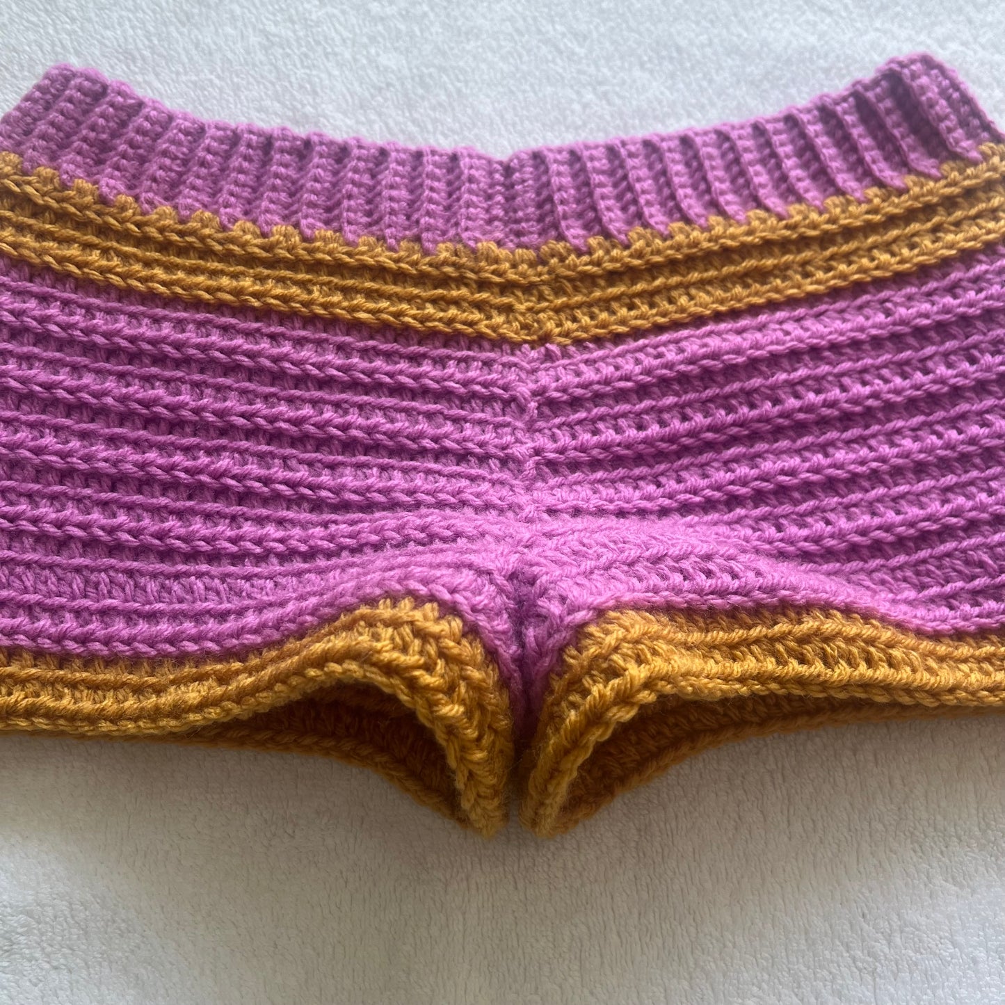 Crochet Mini Shorts Pink & Gold | Beach Outfit Mini Shorts | Summer Shorts | Y2K Mini Shorts | Hip Hugging Low Waisted
