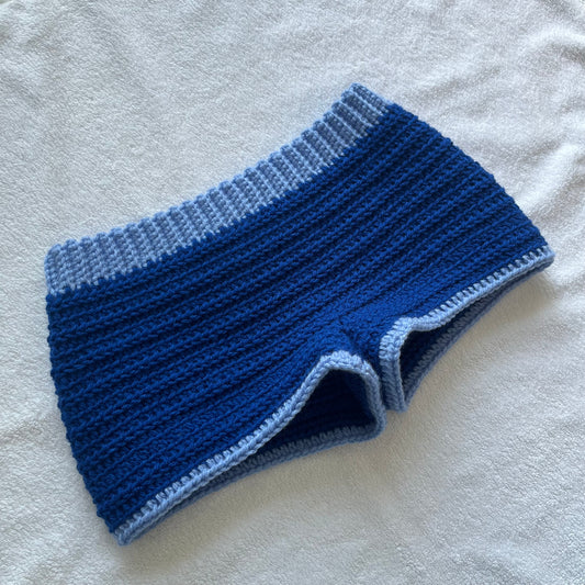 Crochet Mini Shorts Blue & Light Blue | Beach Outfit Mini Shorts | Summer Shorts | Y2K Mini Shorts | Hip Hugging Low Waisted