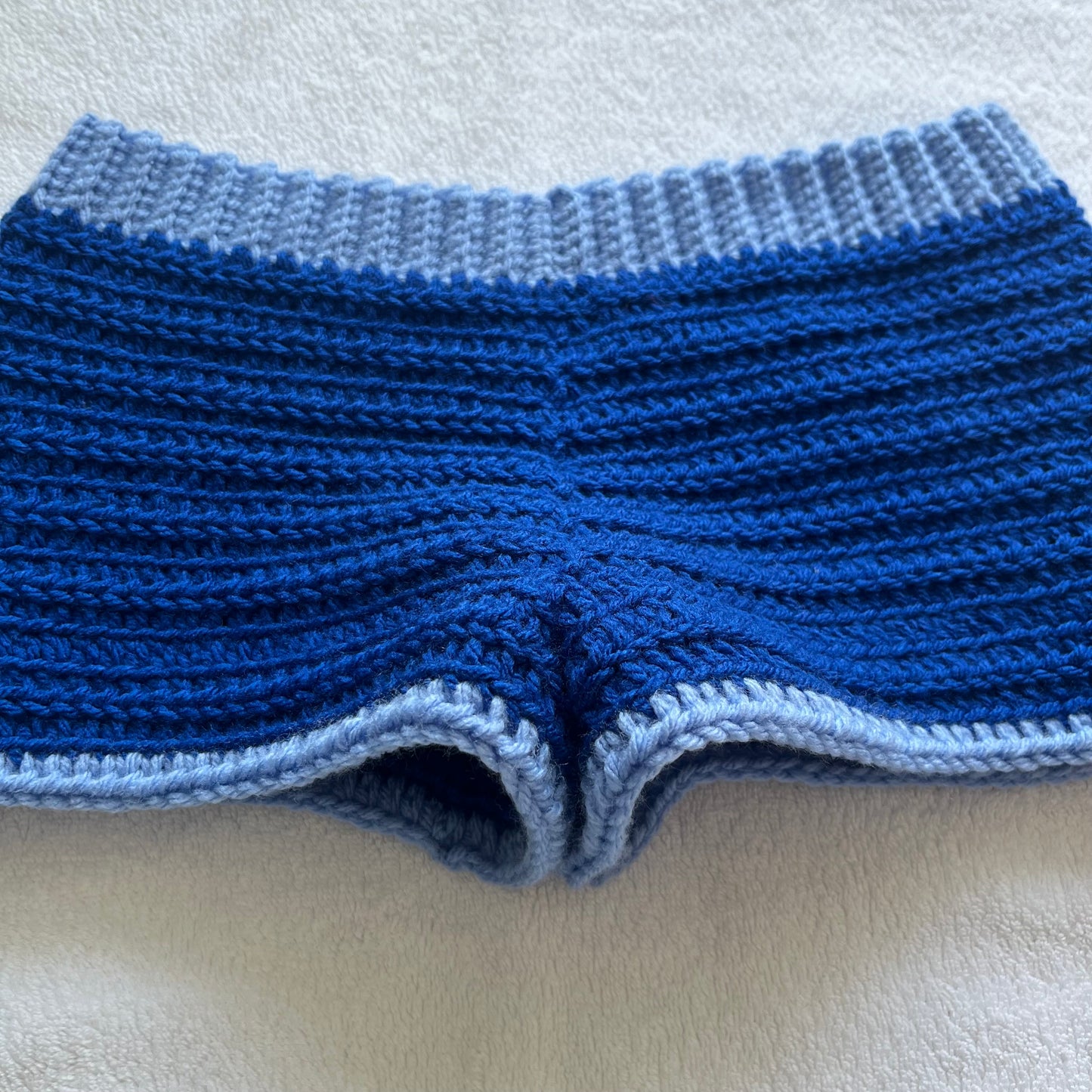 Crochet Mini Shorts Blue & Light Blue | Beach Outfit Mini Shorts | Summer Shorts | Y2K Mini Shorts | Hip Hugging Low Waisted