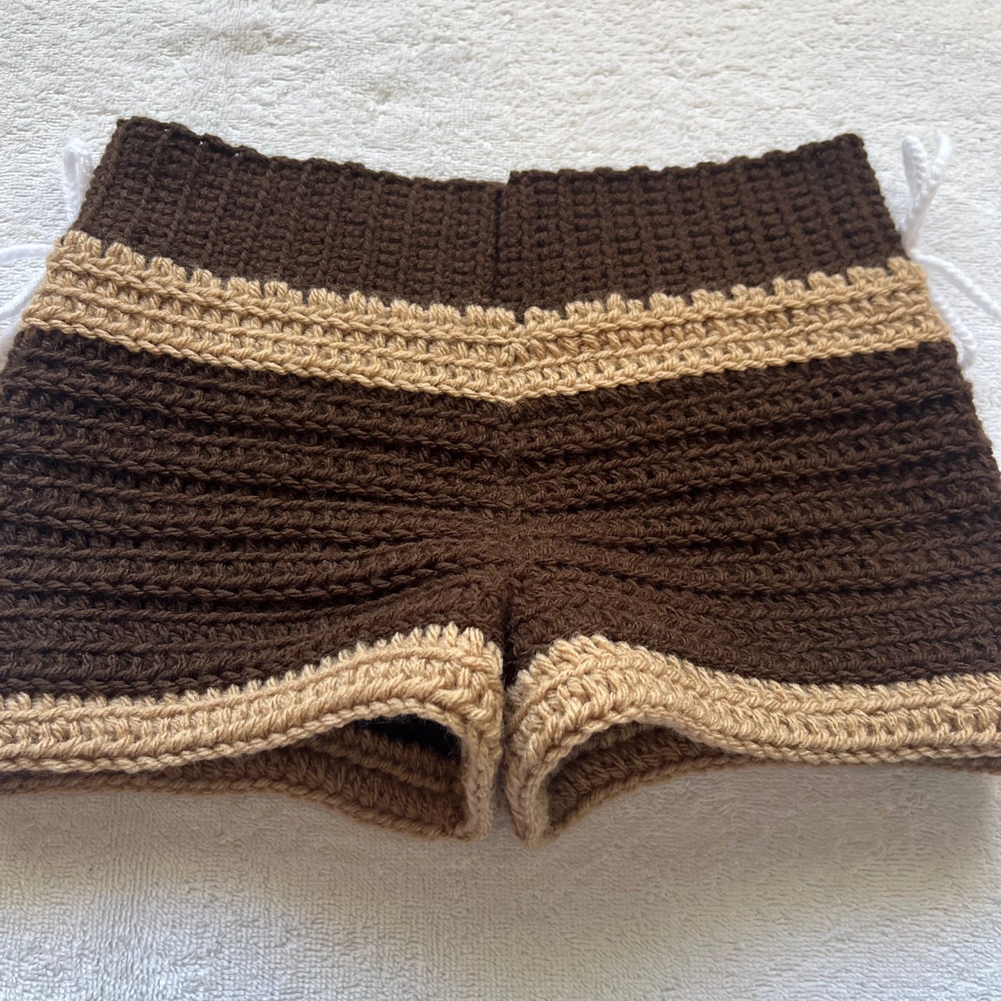 Christmas Crochet Brown Mini Shorts w/Bows | Cozy Winter Pajamas Outfit Mini Shorts | Christmas Holiday Outfit | Hip Hugging Low Waisted