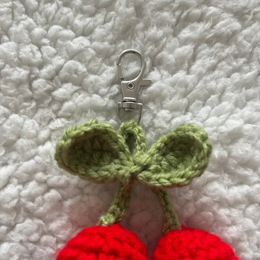 Cherry Charm Keychain | Crochet Bag Accessory Charms | Red Cherry Keychain | Berry Crochet Charms | Handbag Decor | Cherry Plushie Crochet