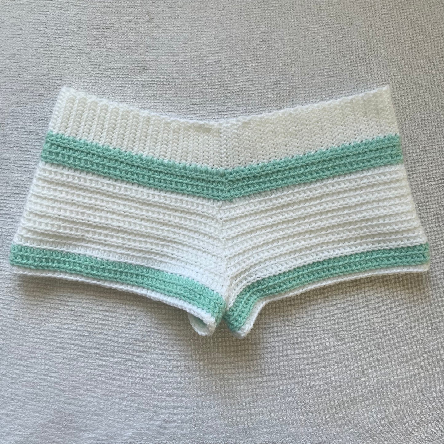 Crochet Mini Shorts White w/ Blue Stripe | Beach Outfit Mini Shorts | Summer Shorts | Y2K Mini Shorts | Hip Hugging Low Waisted | Pajama set