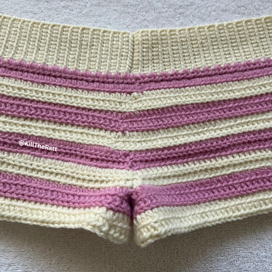 Crochet Mini Shorts Pink & Cream Striped | Beach Outfit Mini Shorts | Summer Shorts | Y2K Mini Shorts | Hip Hugging Low Waisted