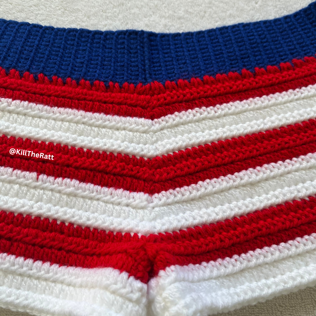American Flag Crochet Mini Shorts | Red, White, Blue | Beach Outfit Mini Shorts | Summer Shorts | Y2K Mini Shorts | Hip Hugging Low Waisted