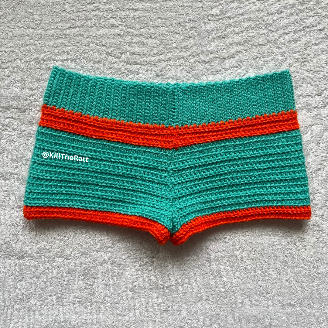 Crochet Mini Shorts Blue & Orange Stripes | Beach Outfit Mini Shorts | Summer Shorts | Y2K Mini Shorts | Low Waisted | Pajama Bottoms Set