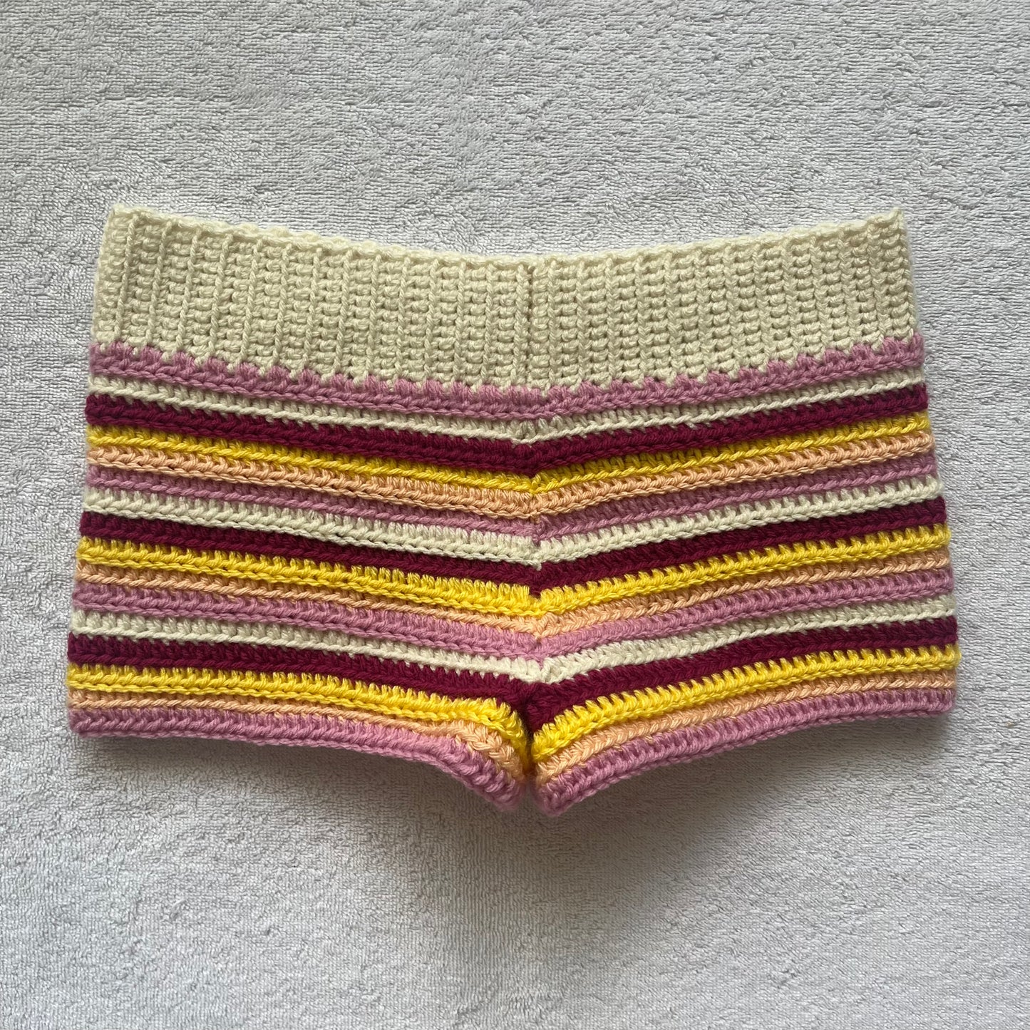 Crochet Mini Shorts Multicolor Pattern Stripes | Beach Outfit Mini Shorts | Summer Shorts | Y2K Mini Shorts | Cozy Hip Hugging Low Waisted