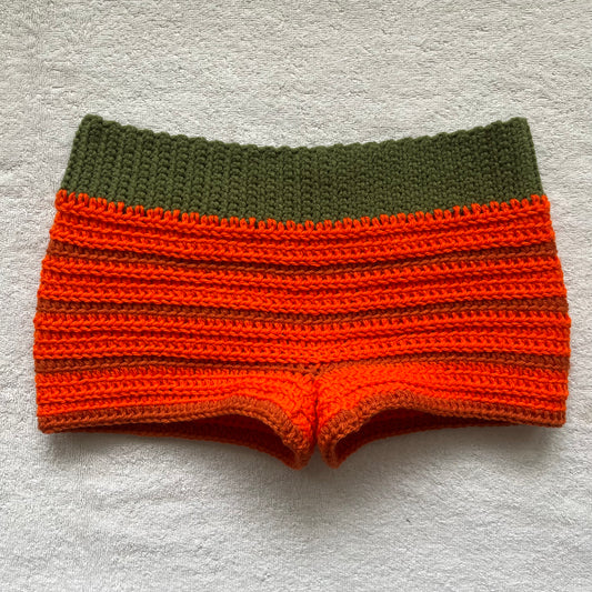 Crochet Pumpkin Halloween Mini Shorts | Beach Outfit Mini Shorts | Cozy Shorts | Halloween Costume Shorts | Hip Hugging Low Waisted