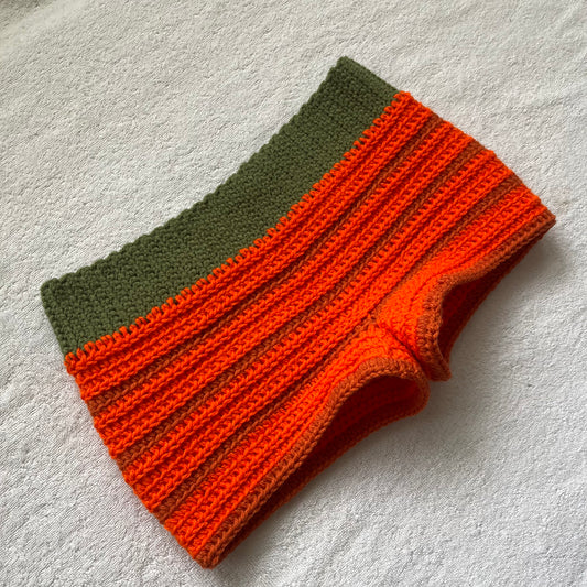 Crochet Pumpkin Halloween Mini Shorts | Beach Outfit Mini Shorts | Cozy Shorts | Halloween Costume Shorts | Hip Hugging Low Waisted