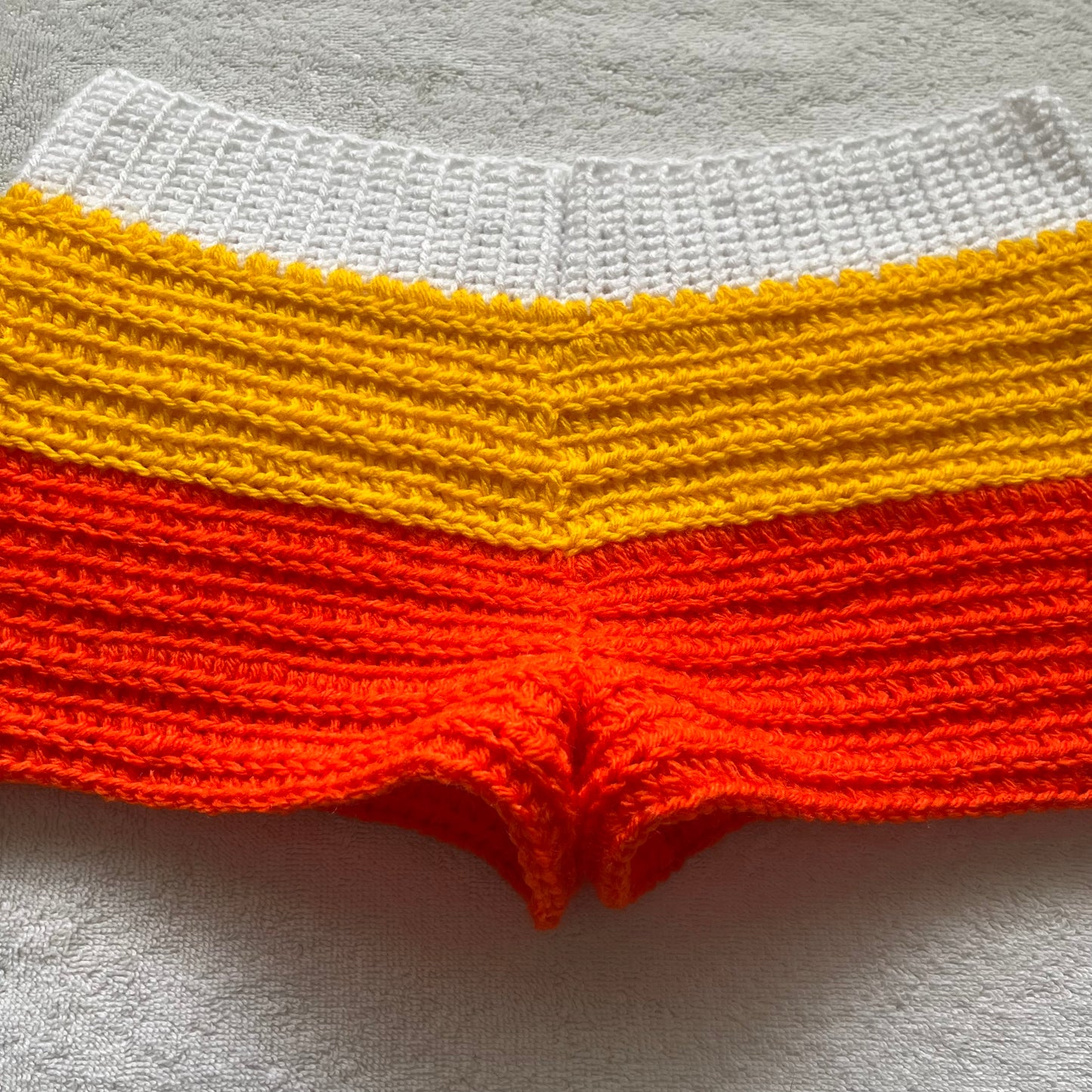 Crochet Halloween Mini Shorts Candy Corn | Beach Outfit Mini Shorts | Cozy Fall Shorts | Halloween Costume Shorts | Hip Hugging Low Waisted