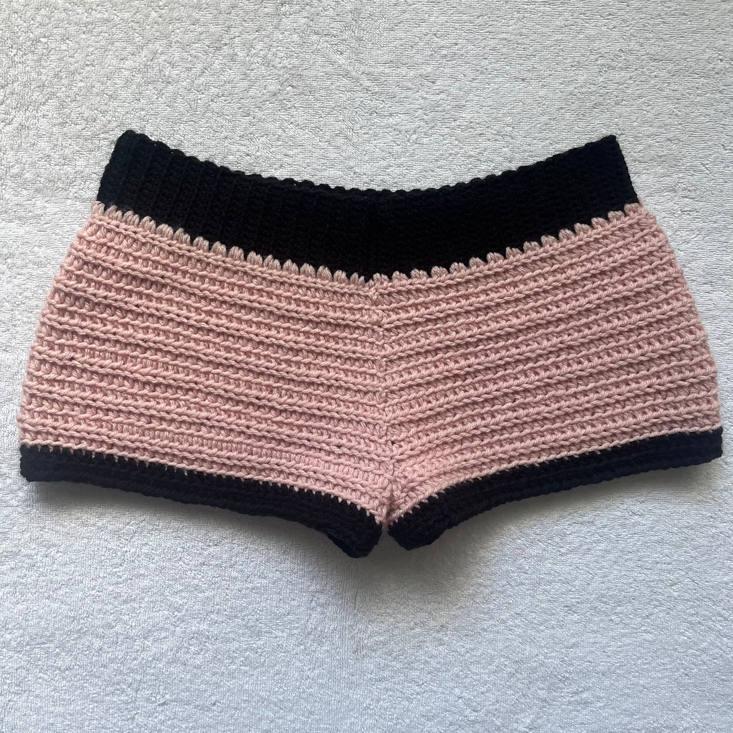 Crochet Mini Shorts Pink & Black w/ Bows | Beach Outfit Mini Shorts | Summer Shorts | Y2K Mini Shorts | Low Waisted | Pajama Bottoms Set