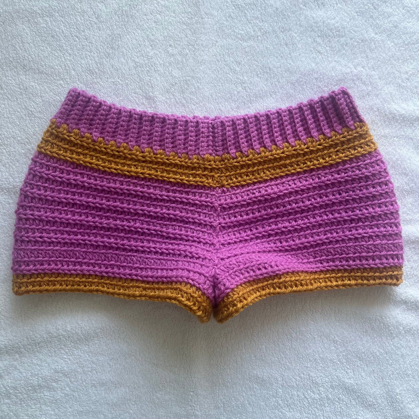 Crochet Mini Shorts Pink & Gold | Beach Outfit Mini Shorts | Summer Shorts | Y2K Mini Shorts | Hip Hugging Low Waisted