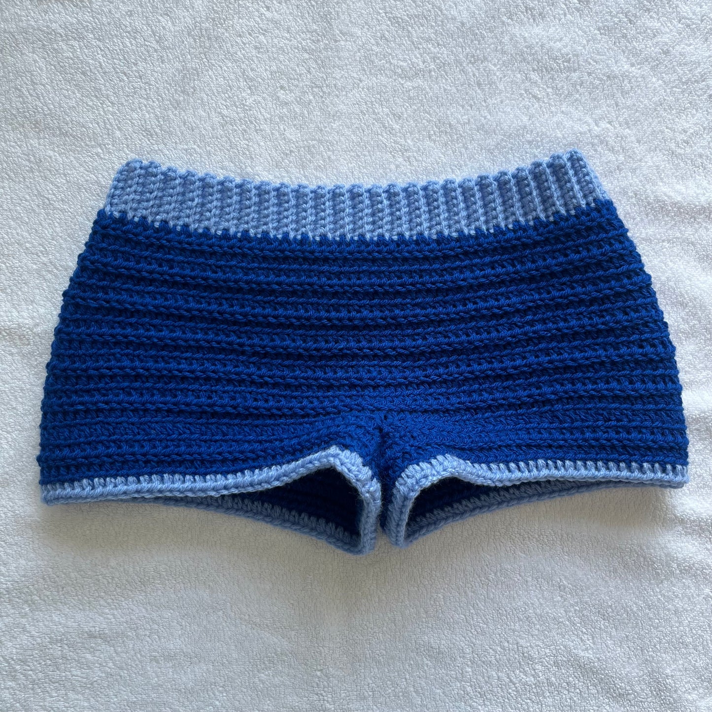 Crochet Mini Shorts Blue & Light Blue | Beach Outfit Mini Shorts | Summer Shorts | Y2K Mini Shorts | Hip Hugging Low Waisted