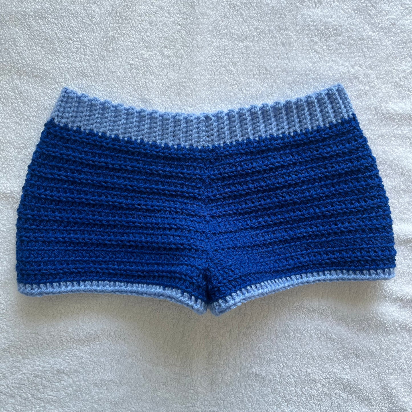 Crochet Mini Shorts Blue & Light Blue | Beach Outfit Mini Shorts | Summer Shorts | Y2K Mini Shorts | Hip Hugging Low Waisted