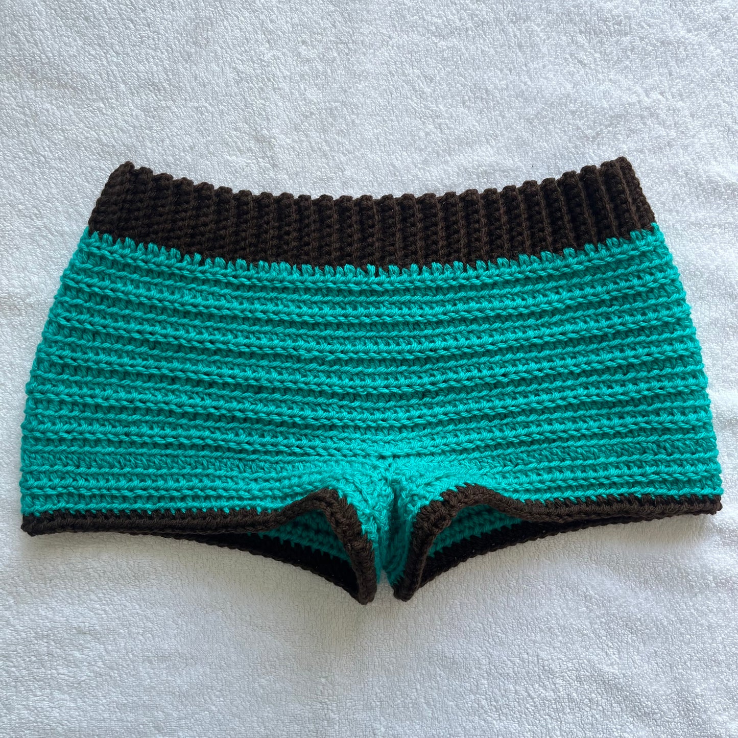 Crochet Mini Shorts Blue & Brown | Beach Outfit Mini Shorts | Summer Shorts | Y2K Mini Shorts | Hip Hugging Low Waisted