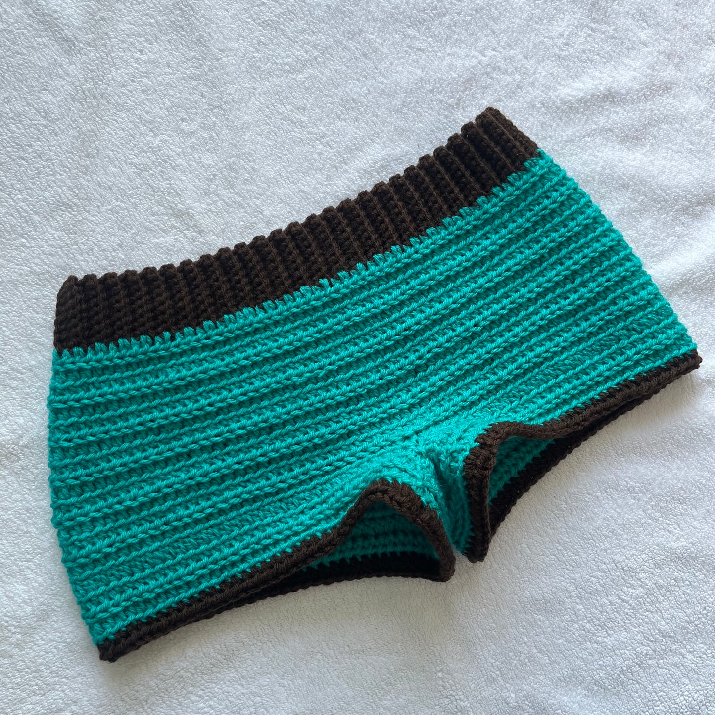 Crochet Mini Shorts Blue & Brown | Beach Outfit Mini Shorts | Summer Shorts | Y2K Mini Shorts | Hip Hugging Low Waisted