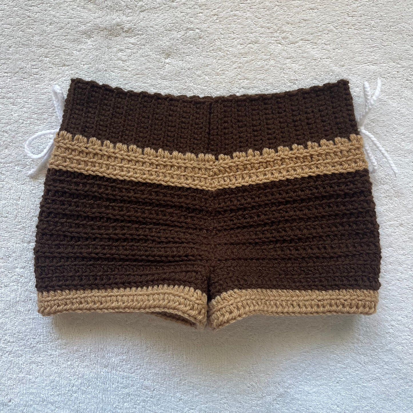 Christmas Crochet Brown Mini Shorts w/Bows | Cozy Winter Pajamas Outfit Mini Shorts | Christmas Holiday Outfit | Hip Hugging Low Waisted