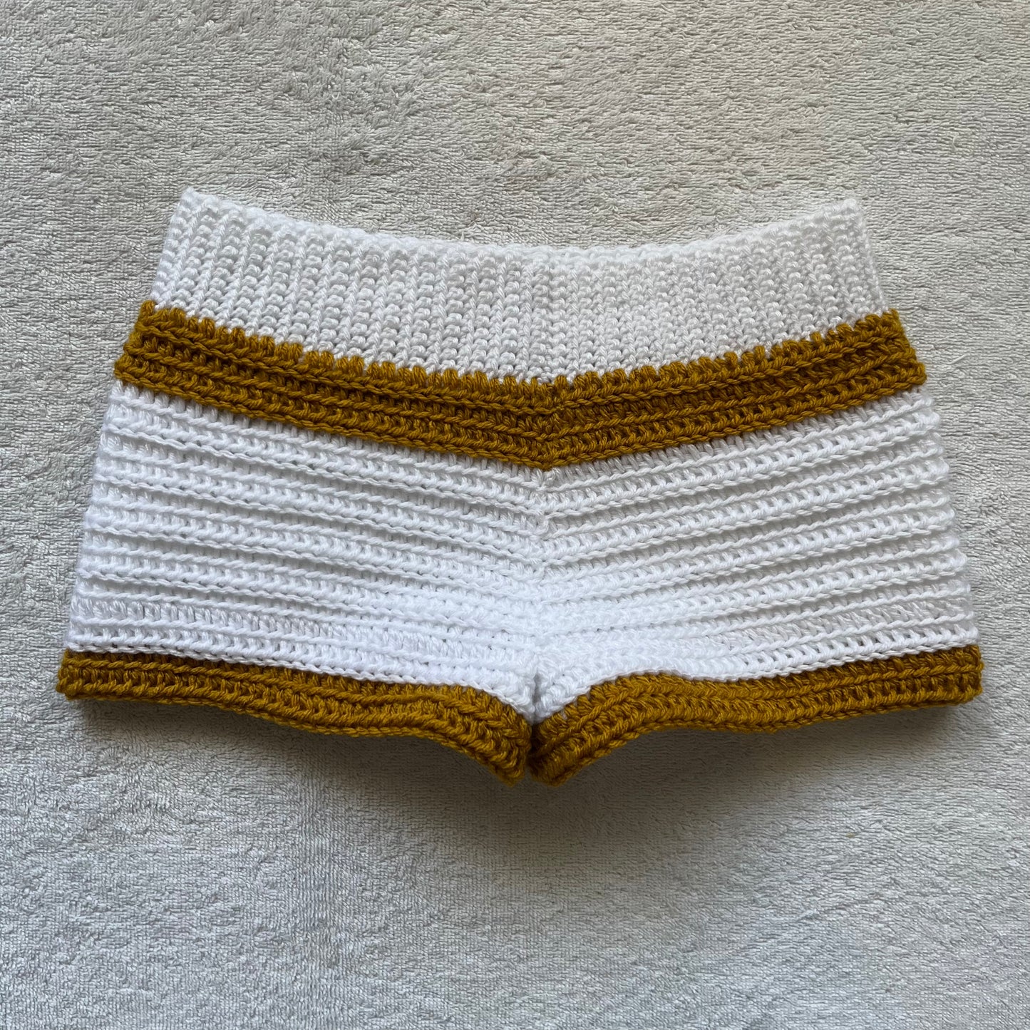 Christmas Angel Crochet Mini Shorts, White & Gold | Cozy Winter Pajamas Mini Shorts | Christmas Holiday Outfit | Hip Hugging, Low Waisted