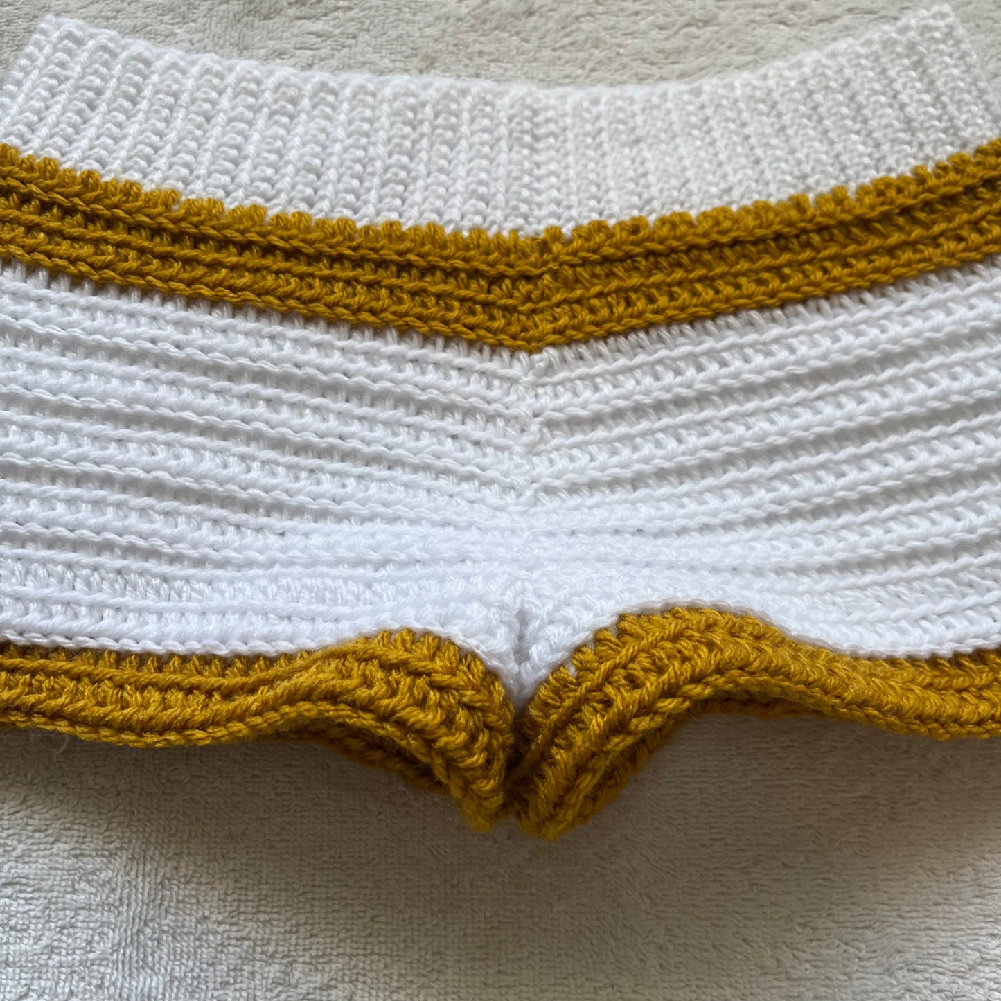 Christmas Angel Crochet Mini Shorts, White & Gold | Cozy Winter Pajamas Mini Shorts | Christmas Holiday Outfit | Hip Hugging, Low Waisted