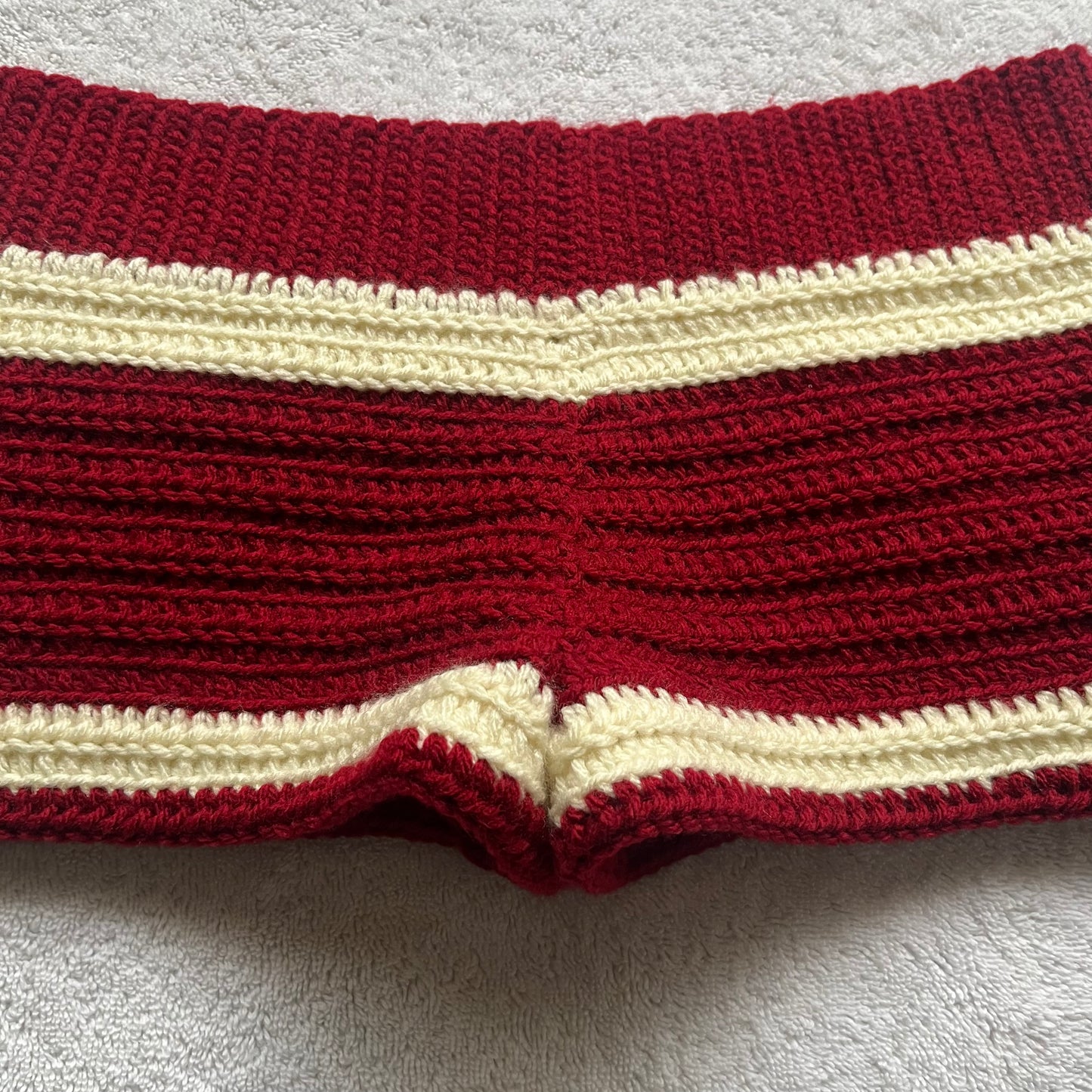 Red Velvet & Cream Crochet Mini Shorts | Beach Outfit Mini Shorts | Summer Shorts | Y2K Mini Shorts | Low Waisted | Pajamas | Handmade