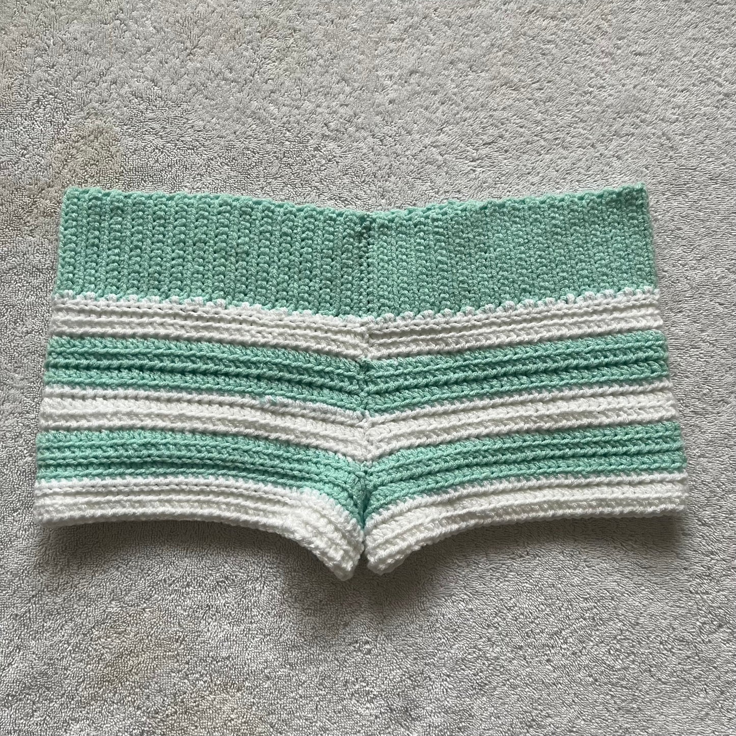 Crochet Mini Shorts Blue & White Stripped | Beach Outfit Mini Shorts | Summer Shorts | Y2K Mini Shorts | Hip Hugging Low Waisted