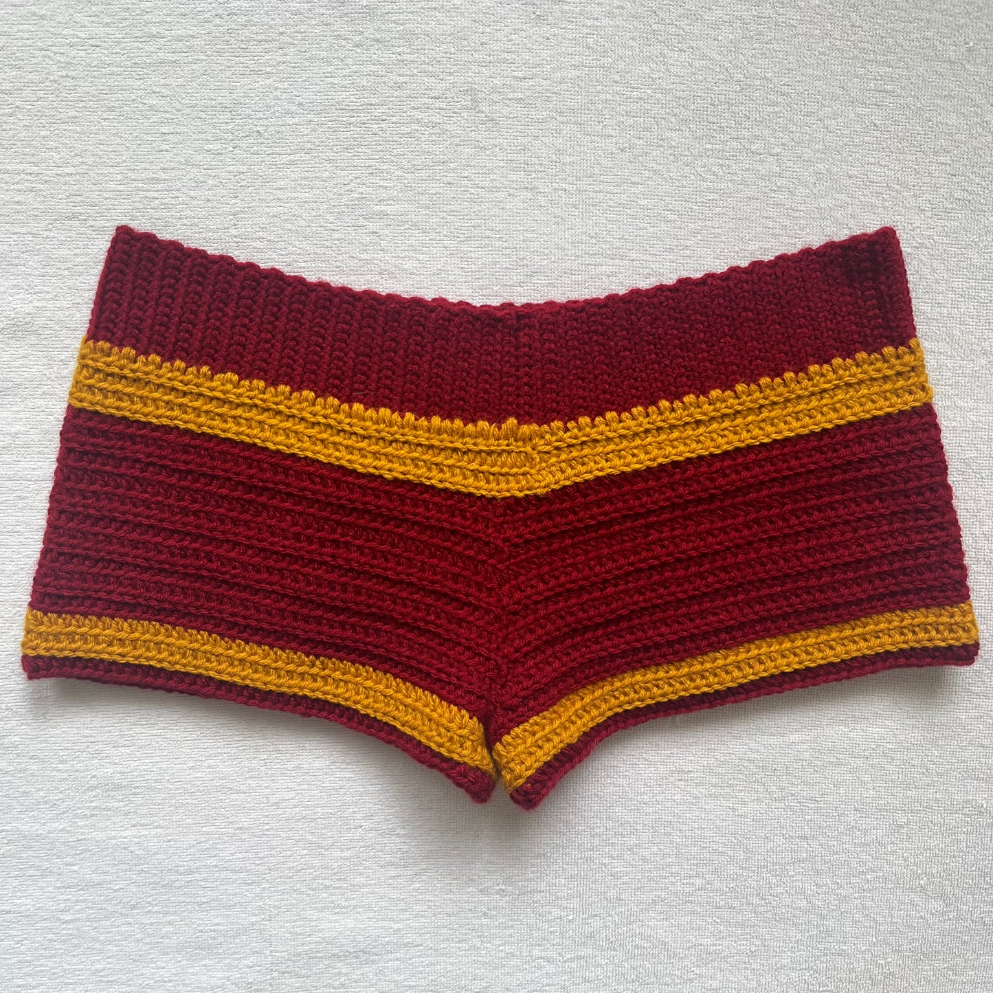Burgundy Red & Gold Crochet Mini Shorts | Beach Outfit Mini Shorts | Summer Shorts | Y2K Mini Shorts | Low Waisted | Pajamas | Handmade
