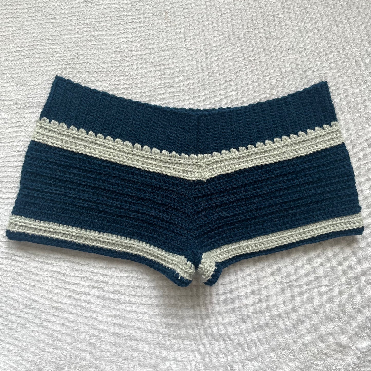 Dark Blue & Silver Striped Crochet Mini Shorts | Beach Outfit Mini Shorts | Summer Shorts | Y2K Mini Shorts | Low Waisted Pajamas | Handmade