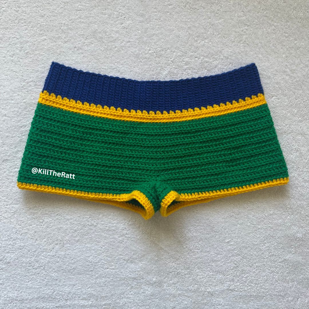 Brazil Flag Crochet Mini Shorts | Beach Outfit Mini Shorts | Summer Shorts | Festival Shorts| Y2K Mini Shorts | Low Waisted | Pajama set