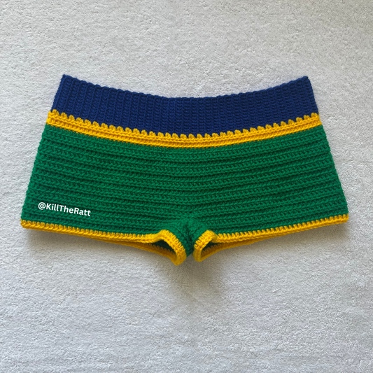 Brazil Flag Crochet Mini Shorts | Beach Outfit Mini Shorts | Summer Shorts | Festival Shorts| Y2K Mini Shorts | Low Waisted | Pajama set