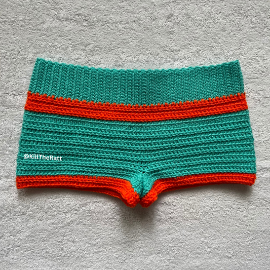 Crochet Mini Shorts Blue & Orange Stripes | Beach Outfit Mini Shorts | Summer Shorts | Y2K Mini Shorts | Low Waisted | Pajama Bottoms Set